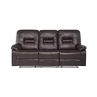 canapé 3 places en cuir pu marron avec dossier réglable et repose-pied pour salon au style moderne beliani