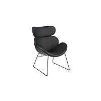 ac design furniture carlee fauteuil, h: 90,5 x l: 69 x p: 78,5 cm, noir/chromé, simili cuir/métal, 1 pc