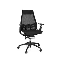 hjh office chaise de bureau ergonomique genidia smart fauteuil de bureau à dossier respirant avec support lombaire, maille respirante noir 652884