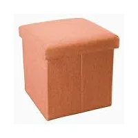 intirilife pouf pliable 38x38x38 cm en orange mandarine – boîte de rangement décorative en tissu aspect lin pour gagner de l'espace – tabouret coffre siège