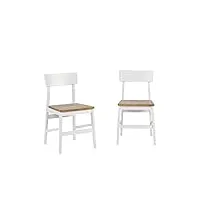 progressive furniture chaise de salle à manger (2/ctn), bois, chêne clair/blanc
