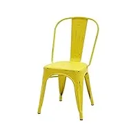arredinitaly - lot de 2 chaises industrial tolix - réplique en métal jaune vieilli