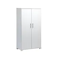 armoire de bureau blanche avec 4 étagères de rangement, 2 portes, largeur 800 mm, grande capacité de rangement de 40 boîtes de format a4