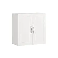 sobuy frg231-w meuble haut armoire de toilettes salle de bain suspendue placard commode murale – 2 portes - blanc