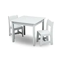 delta children mysize kids wood table and chair set (2 chairs included) - ideal for arts & crafts, snack time, homeschooling, homework & more - greenguard gold certified, bianca white