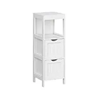 vasagle meuble de salle de bain sur pied meuble de rangement table de chevet armoire d’angle avec 2 tiroirs blanc bbc42wt