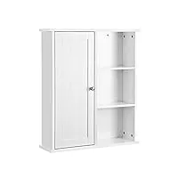 vasagle bbc20wt armoire de salle de bain avec porte et étagère blanc 60 x 71 x 18 cm