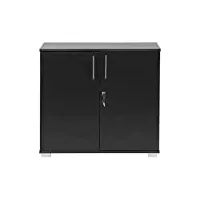 mmt furniture designs armoire de rangement de bureau avec 2 portes et serrure 73 cm de hauteur noir