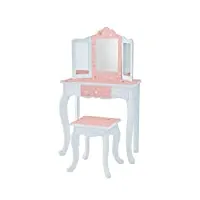 coiffeuse enfant teamson bois table maquillage miroir tabouret fille td-11670k