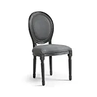 menzzo chaises salle manger | chaise medaillon de salle a manger, salon ou cuisine | lot de 2 |tissu gris| chaise louis xvi | confortable | dimensions : l49 cm x p46 cm x h96 cm assise : h43 cm