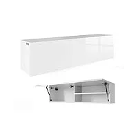 meuble suspendu armoire salle de bain flottant corps blanc mat - portes blanc brillant 120 cm