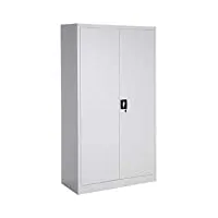 tectake armoire casier de rangement vestiaire bureau en metal 180x90x40cm avec 2 portes verrouillables, 6 étagères de rangement, armoire avec serrure mobilier bureau