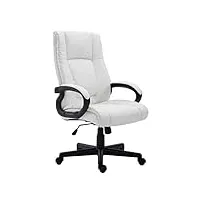 fauteuil de bureau ergonomique sparta xl similicuir i chaise de bureau réglable en hauteur et pivotante i fauteuil de travail confortable av, couleur:blanc