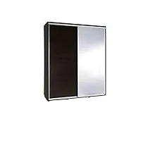 meublo armoire, penderie avec 2 portes coulissantes (l x h x p): 155x215x66 cloe155 avec miroir (wengé)