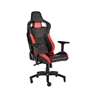 t1 race - fauteuil gaming en similicuir (montage facile, ergonomique, hauteur réglable et accoudoirs 4d, confortable avec dossier inclinable) noir/rouge