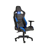 t1 race - fauteuil gaming en similicuir (montage facile, ergonomique, hauteur réglable et accoudoirs 4d, confortable avec dossier inclinable) noir/bleu