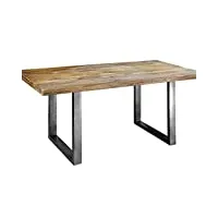 table à manger 200x100cm - fer et bois massif de manguier laqué (bois naturel) - railway #106