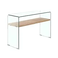 meubletmoi console en verre trempé - étagère en bois décor chêne - table d'entrée design épurée - ice