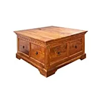 massivmoebel24.de table basse inspiration coffre - bois massif d'acacia laqué (miel) - style colonial - oxford #0416