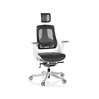 hjh office 640300 chaise de bureau professionnelle en filet blanc/gris chaise pivotante ergonomique avec dossier réglable
