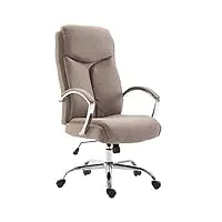 clp fauteuil de bureau xl vaud rembourré tissu | chaise de bureau réglable en hauteur pivotante avec accoudoirs | fauteuil de travail ergonomique | poids admis 136 kg: taupe