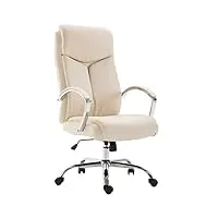fauteuil de bureau vaud xl similicuir i chaise de bureau avec accoudoirs i ajustable pivotante | piètement métal chromé, couleur:crème