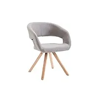 clp chaise de salle à manger suez moderne avec dossier et accoudoir, très bon rembourrage en tissu du siège sur un piétement bois pour cuisine,s, couleur:gris, couleur du cadre:natura