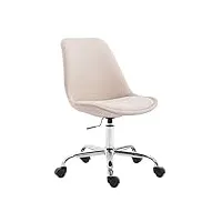 clp chaise bureau toulouse tissu design au piètement chromé à roulette maniable et moderne avec dossier et assise rembourré, ajustable en hauteu, couleur:crème