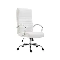 clp fauteuil de bureau ergonomique valais xl en similicuir i chaise de bureau réglable en hauteur pivotante i assise rembourrée i accoudoirs i, couleur:blanc
