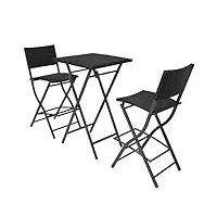 vidaxl ensemble de bistro pliable 3 pcs salon de jardin mobilier de patio mobilier de bar table et chaises de bar acier résine tressée