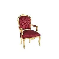 way home store fauteuil baroque louis or et tissu rouge 63 x 65 x 94 cm