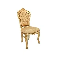 way home store chaise baroque style français louis xvi or avec pierres en tissu 60 x 52 x 110 cm