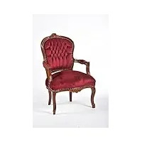 fauteuil baroque luis style français louis xvi marron et rouge tissu 63 x 65 x 94 cm