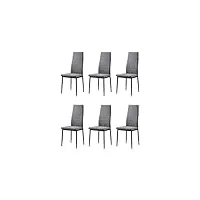 générique laureate lot de 6 chaises de salle a manger en métal noir - tissu gris chiné - contemporain - l 44 x p 43 cm
