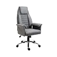 homcom fauteuil de bureau ergonomique chaise de bureau à bascule hauteur réglable roulettes pivotantes 69 x 68 x 126 cm gris