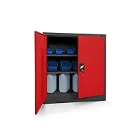 jan nowak armoire de bureau c001b metallique revêtement en poudre portes battantes verrouillable 92,5 cm x 90 cm x 40 cm (anthracite/rouge)