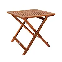 casaria® table d'appoint pliante en bois d'acacia 70x70x73cm table basse carrée pliable extérieur jardin camping