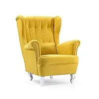 meublo fauteuil à oreilles en tissu style scandinave jaune stanford