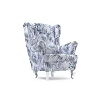 meublo fauteuil à oreilles en tissu style scandinave couverture fleurs stanford