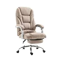 clp fauteuil de bureau pacific en tissu pivotant i chaise de bureau ergonomique hauteur réglable repose-pied et accoudoirs, couleur:taupe