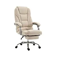 clp fauteuil de bureau pacific en tissu pivotant i chaise de bureau ergonomique hauteur réglable repose-pied et accoudoirs, couleur:crème