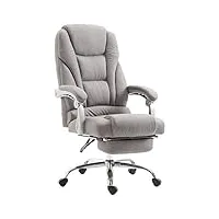 clp fauteuil de bureau pacific en tissu pivotant i chaise de bureau ergonomique hauteur réglable repose-pied et accoudoirs, couleur:gris