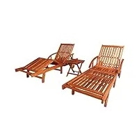 vidaxl ensemble de chaise longue et table de jardin 3 pcs bois d'acacia marron