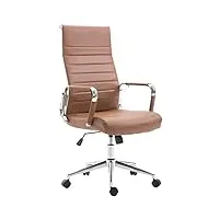 clp chaise de bureau ergonomique kolumbus en similicuir i fauteuil de bureau réglable en hauteur pivotant piètement mécanisme a bascule intégré, couleur:brun clair