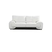 meublo canapé fixe 3 places simili cuir 230 x 100 x 90 cm bureau florida (blanc)