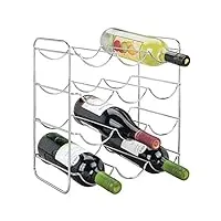 mdesign range bouteille en métal pour boissons – porte bouteille vin pour jusqu’à 12 bouteilles d’eau ou vin – casier bouteille pour coin cuisine, kitchenette, cellier, frigo – argenté
