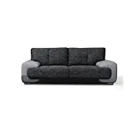 meublo canapé fixe 3 places tissu et simili cuir 230 x 100 x 90 cm bureau lorento (gris)