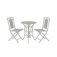 vidaxl ensemble de bistro 3 pcs salon de jardin table et chaises de salle à manger mobilier de patio terrasse extérieur acier gris