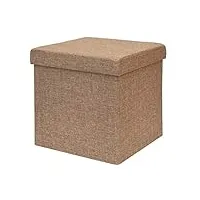 dunedesign pouf 38cm avec coffre de rangement 42l repose-pieds en forme de cube avec couvercle rembourré bouts de canapé pliant tabouret marron clair