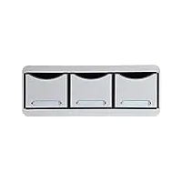 exacompta - réf. 318740d - toolbox mini caisson individuel à 3 tiroirs pour ranger les petits ustensiles - dimensions extérieures : profondeur 27 x largeur 35,5 x hauteur 13,5 cm - gris lumière